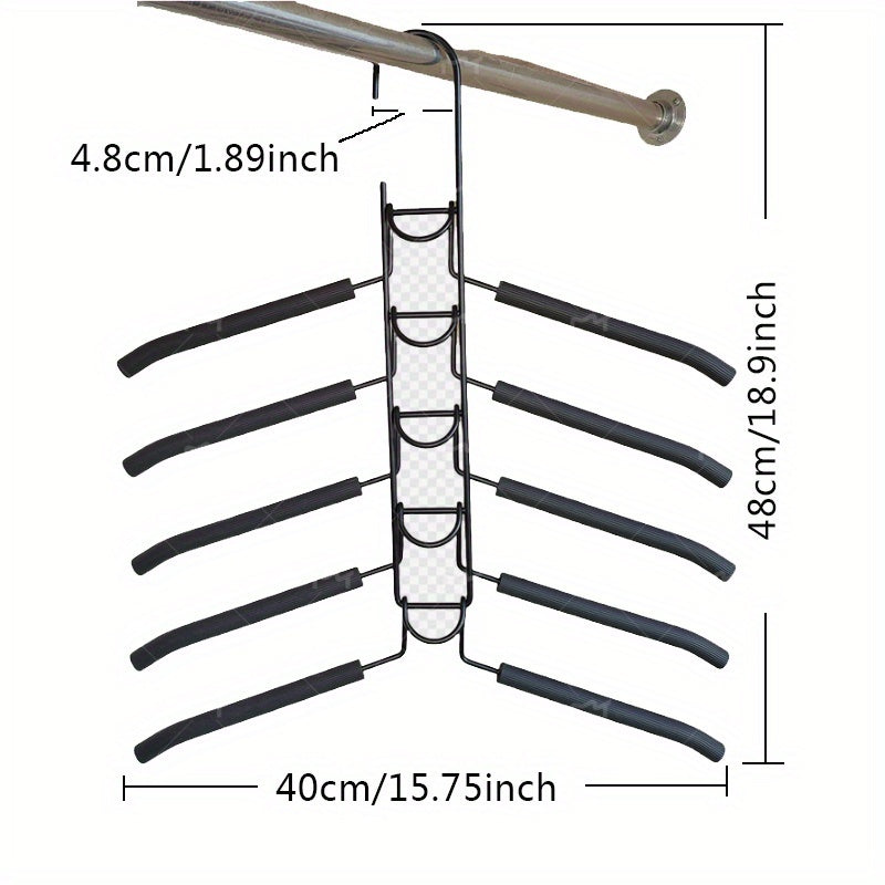 2-Pack Heavy Duty 5-in-1 Metal Space Saving Hangers | Non-Slip Foam Mats for Coats, Sweaters, Suits & T-Shirts