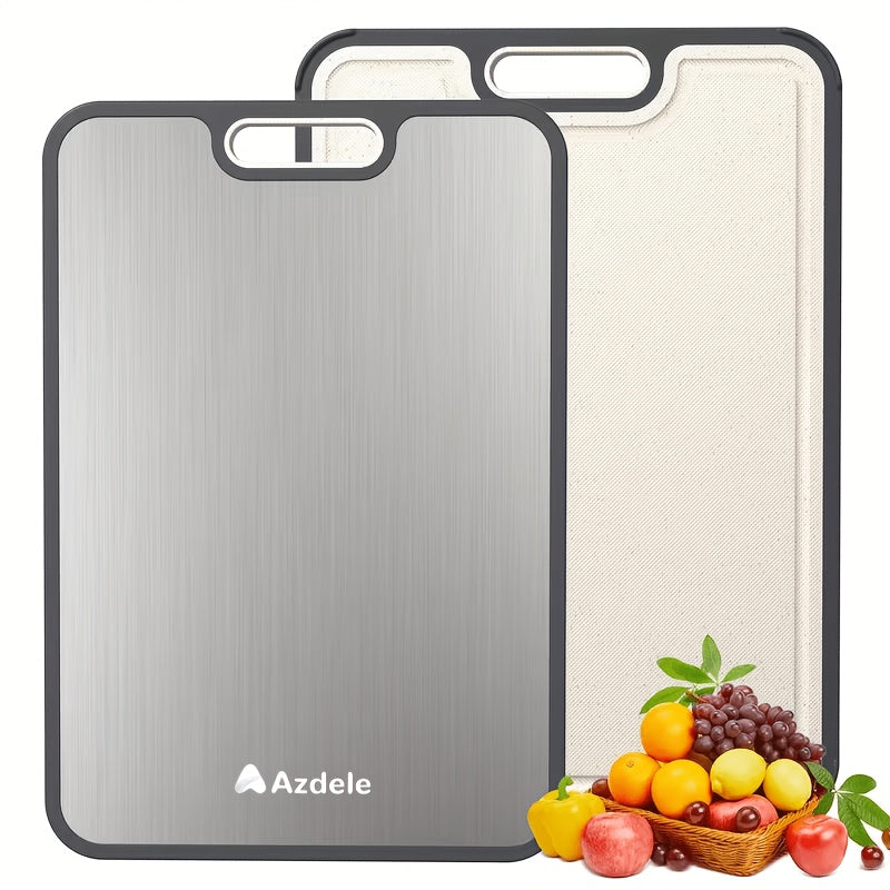 Kitchen Titanium Cutting Board, Double-Sided Food-Grade Cutting Board, Pure Titanium And Wheat Straw PP, Easy to Clean, Large Size 17" X 11.5"