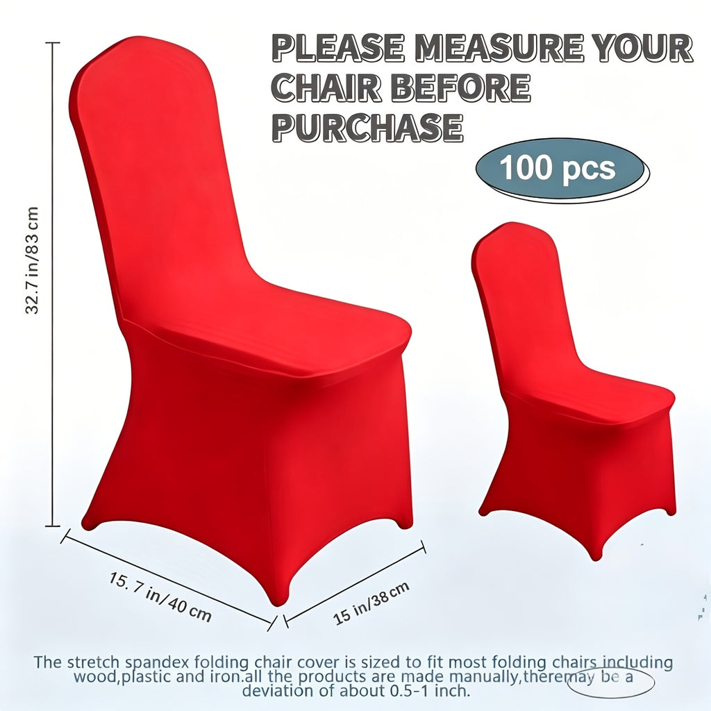 Banquet Chair Covers in Stretch Spandex, Black White or Red with 10 to 150 Piece Pack Options for Wedding Receptions, Holiday Parties and Business Events