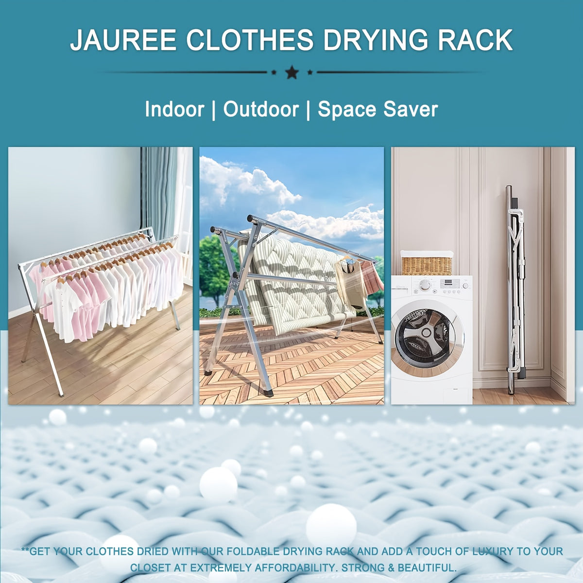 Clothes Drying Rack 63" And 78.7" Two Types, Retractable Length And Folding Outdoor Indoor Use Durable Metal Drying Rack, Drying Rack Clothing Collapsible, Foldable Laundry Drying Rack, Heavy Duty Stainless Steel Clothesline, Drying Racks