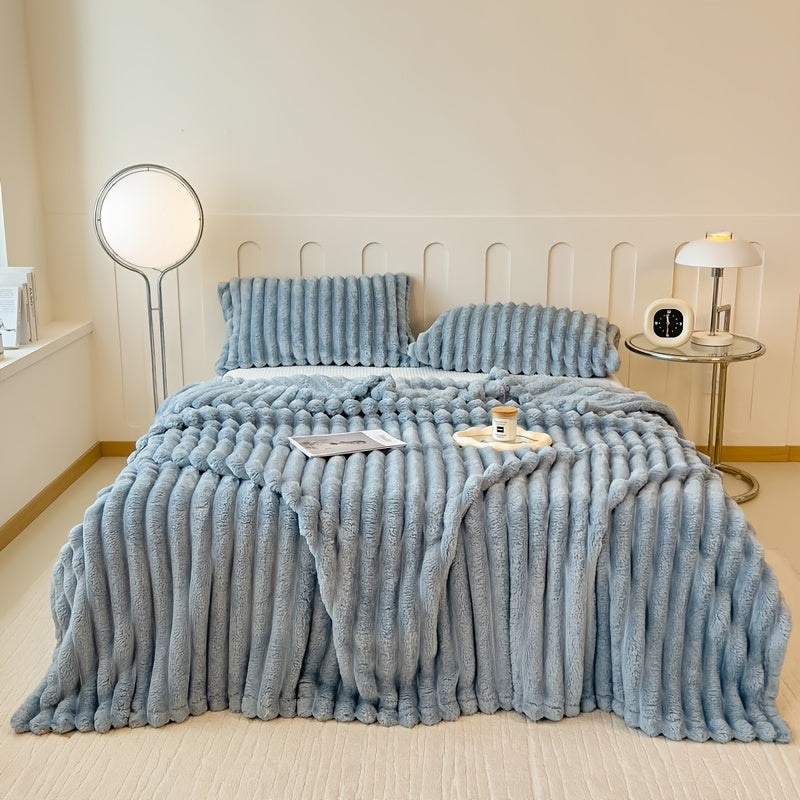 1pc Blanket Soft And Comfortable, Imitation Rabbit Fur Double-Sided Blanket Warm Fleece Blanket Nap Blanket Air-Conditioning Blanket Office Outdoor Camping Gift Blanket for All Seasons