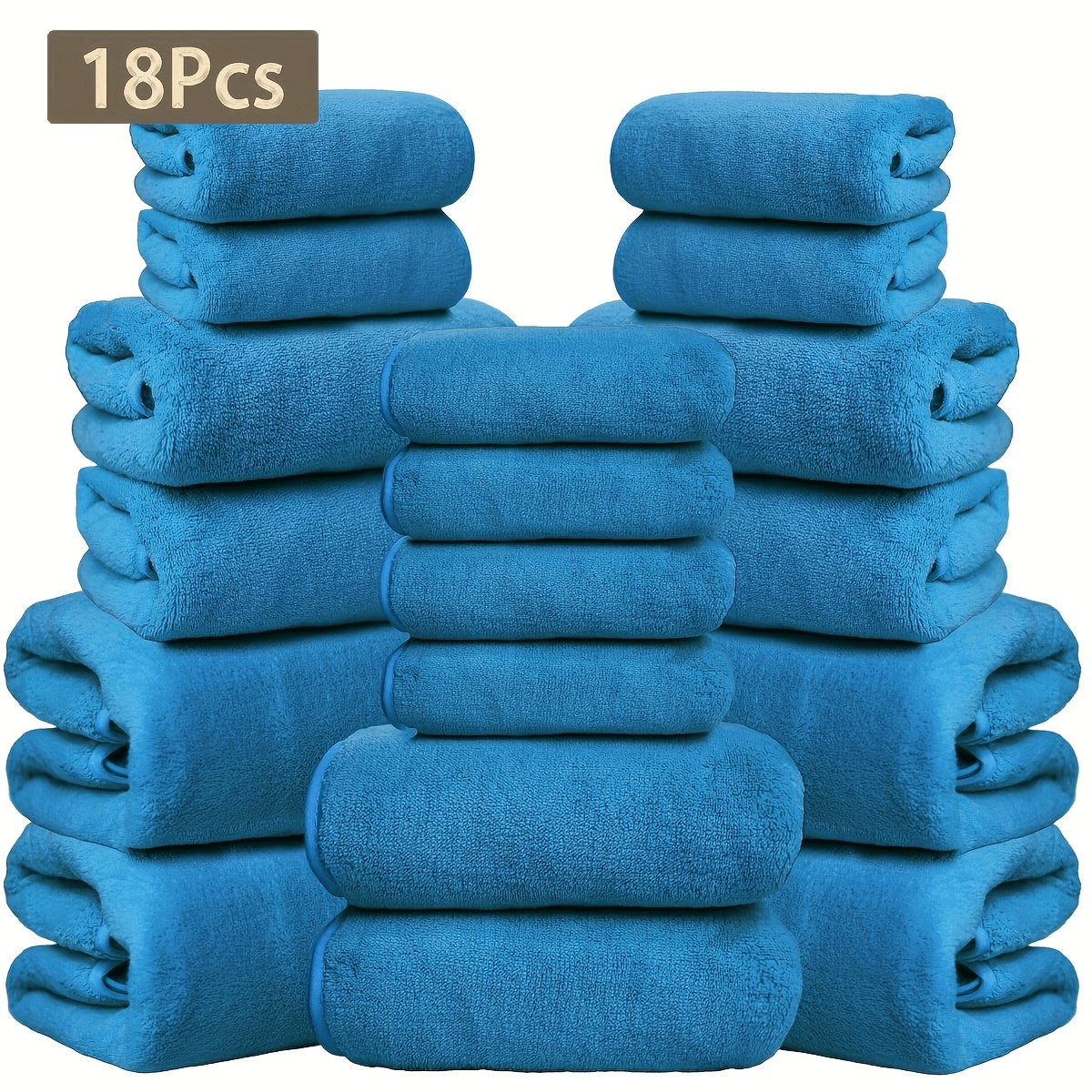 18pcs Coral Velvet Towel Bath Towel Set, 4 Bath Towels, 4 Towels, 10 Square Towels, Suitable for Hotel, Home, Travel, Spa