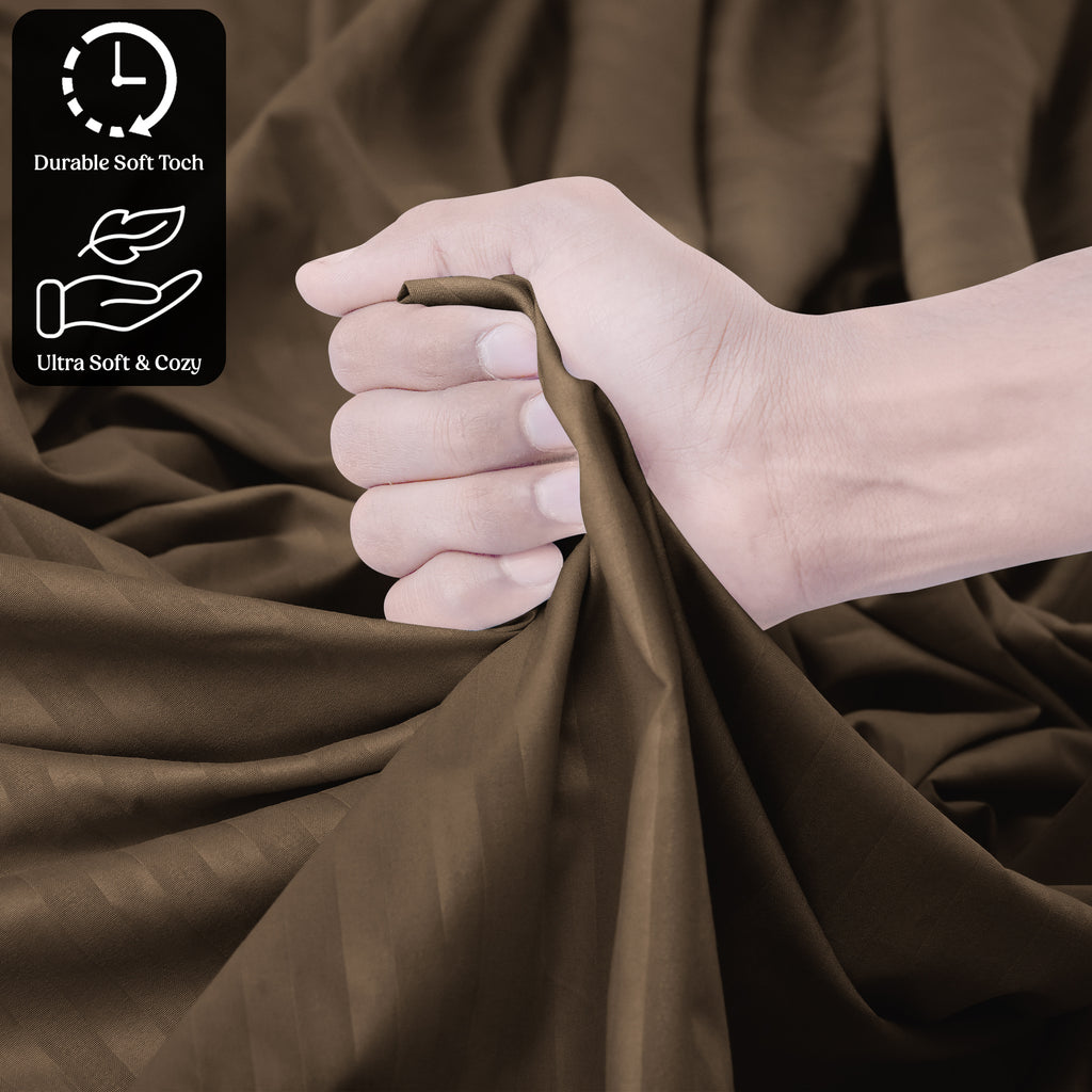 Lux Decor 4/3 Pieces Striped Bed Sheets Set - Hotel Luxury Sheets, Deep Pocket Up to 16 Inches, Extra Soft, Breathable Cooling Sheet & Pillowcases, Easy To Fit, Wrinkle Free, Fade & Stain Resistant Bedding Set