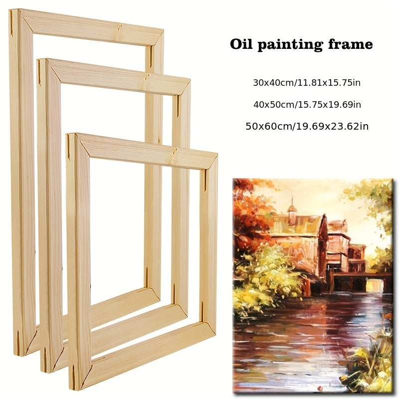Wood Canvas Frame Kit - 4 Pre-Cut Pine Stretcher Bars with Corner Keys for Oil Painting, Easy Build Frames in Cardboard Box