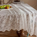 French Paisley Lace Tablecloth, Washable Polyester Table Cover in Four Square and Rectangular Sizes for Dining Tables, Coffee Tables and Christmas Decor