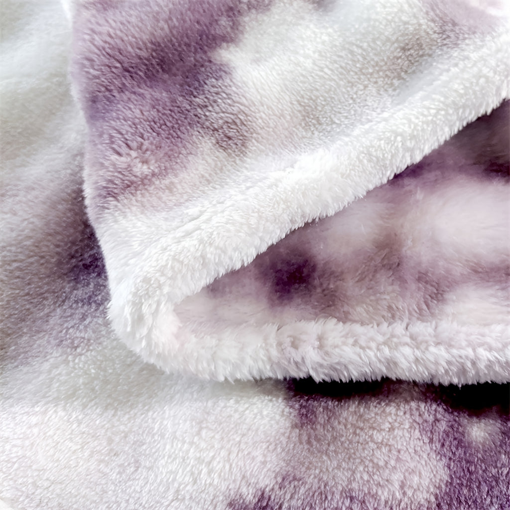 Soft & Warm Ultra-Soft Faux Rabbit Fur Tie-Dye Plush Throw Blanket - Reversible, Machine Washable for All Seasons, Perfect for Sofa, Bed, Living Room, Christmas,, 320GM Random Color