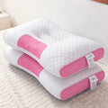Contour Neck Support Pillows, 2-Piece Adjustable Ergonomic Sleeping Pillow Set with Breathable Fabric and Removable Zippered Covers in Seven Colors