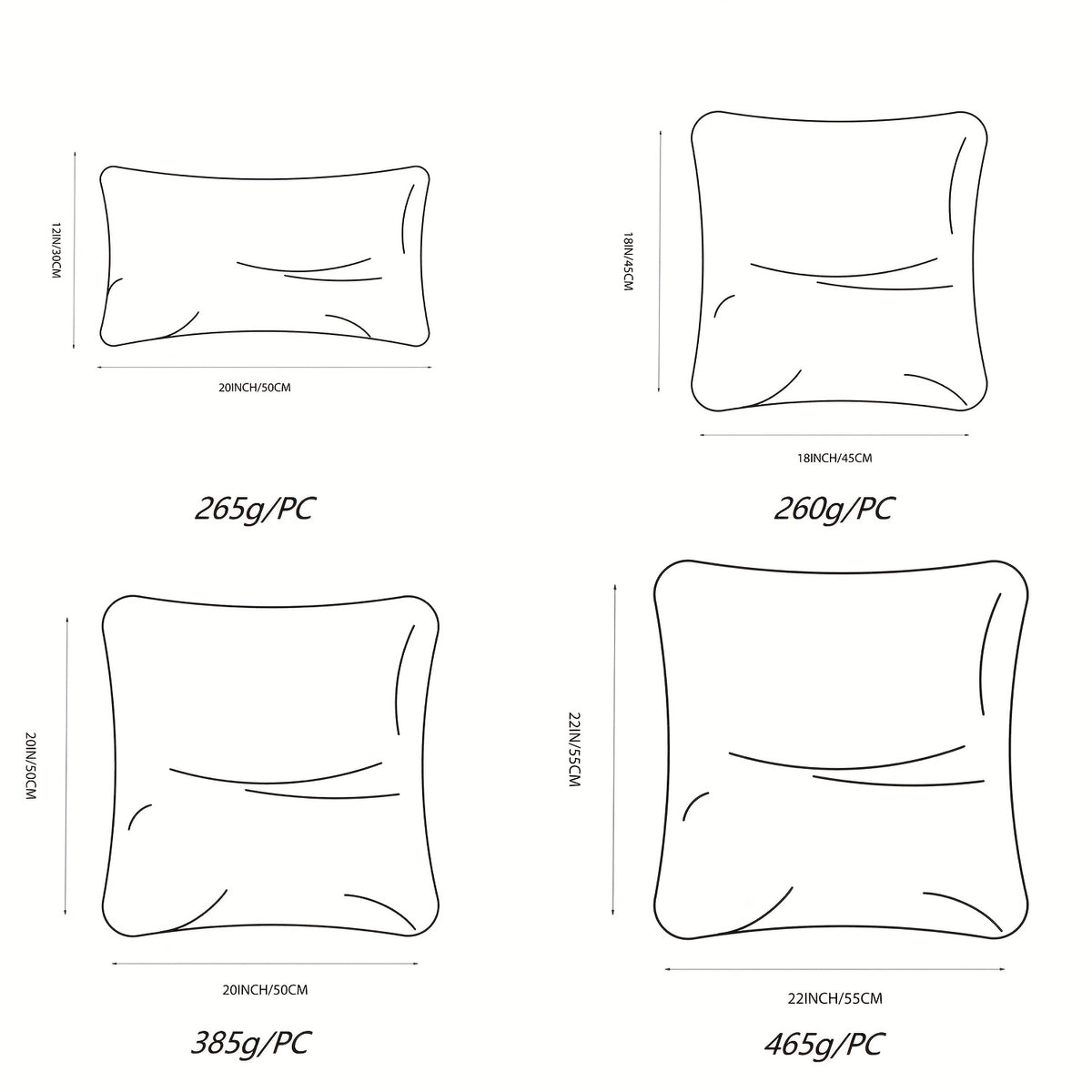 Throw Pillow Inserts in White, Fluffy Cushion Fillers in 12x20, 18x18 and 20x20 Inch Sizes with Multiple Pack Options for Sofa and Bed Decor