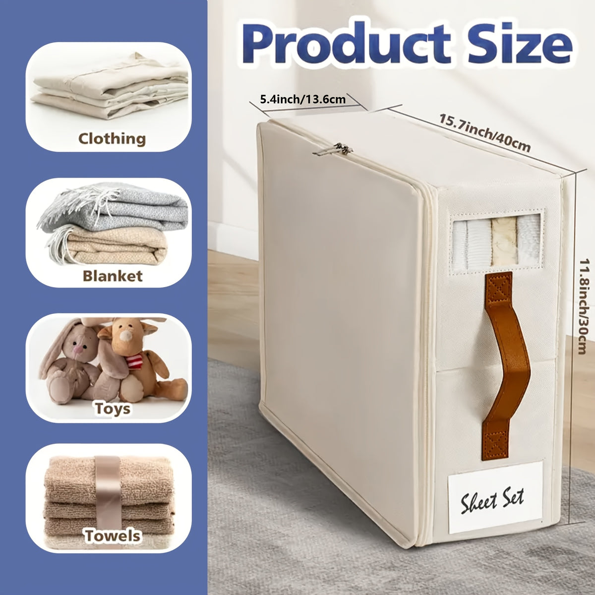 Storage Bed Sheet Organizer, Bed Sheet Storage Boxes And Clothing Storage Boxes, Suitable for Wardrobes, Under Beds, And Closets, Can Store Clothes, Bed Sheets, Down Quilts, Etc, Box with Transparent Window