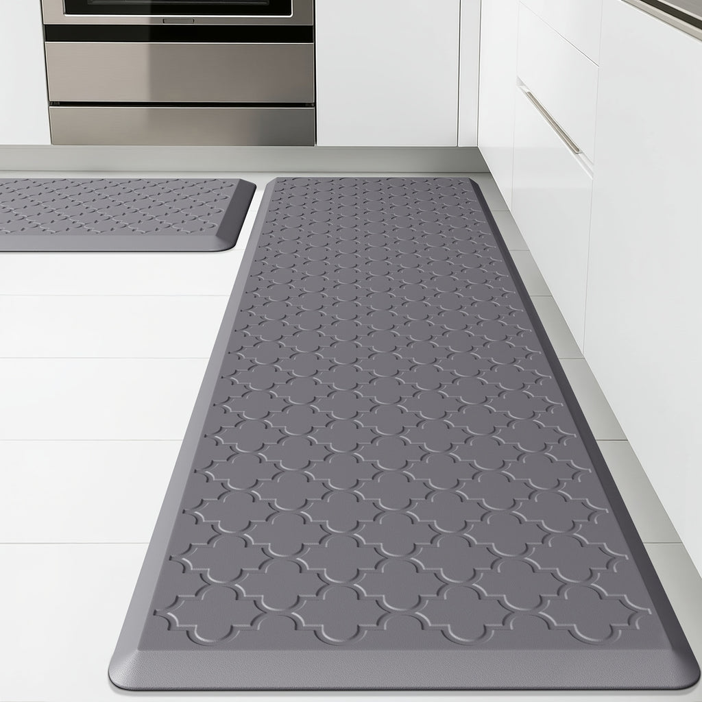 [Non-Slip Kitchen Mats] 2pcs Non-Slip Cushioned Kitchen Mats for Floor | Anti Fatigue Mats for Standing, Office, Sink, Laundry - Grey