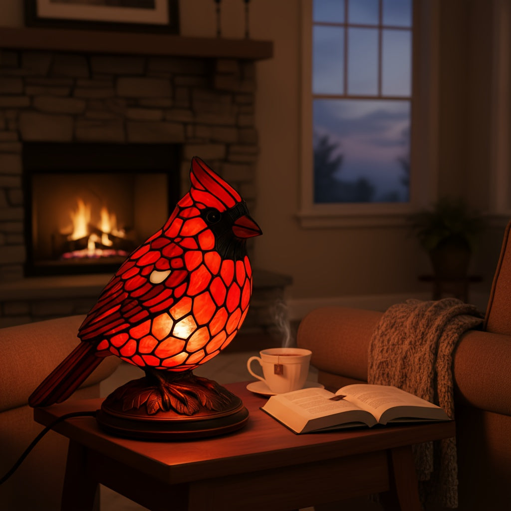 Red Cardinal Holiday Decorative Lights | Perfect for Bedrooms, Living Rooms, Study Areas, and Christmas Holiday Decorations, USB Powered, Geometric Pattern, Tabletop Mounting