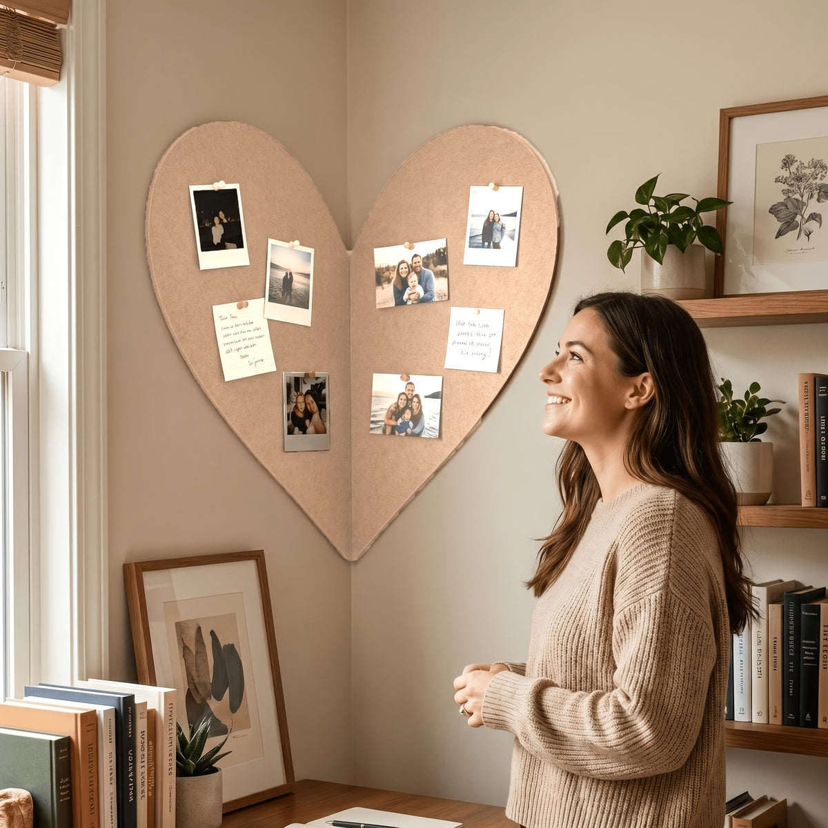 [Heart-Shaped Felt Memory Board/Photo Frame ] 25 * 19.5inches I Photo Wall with Message Zone | Instagrammable Home Decor & Sentimental Gift for Love//Travel Memories [ Please Note If The Size Is Applicable ]