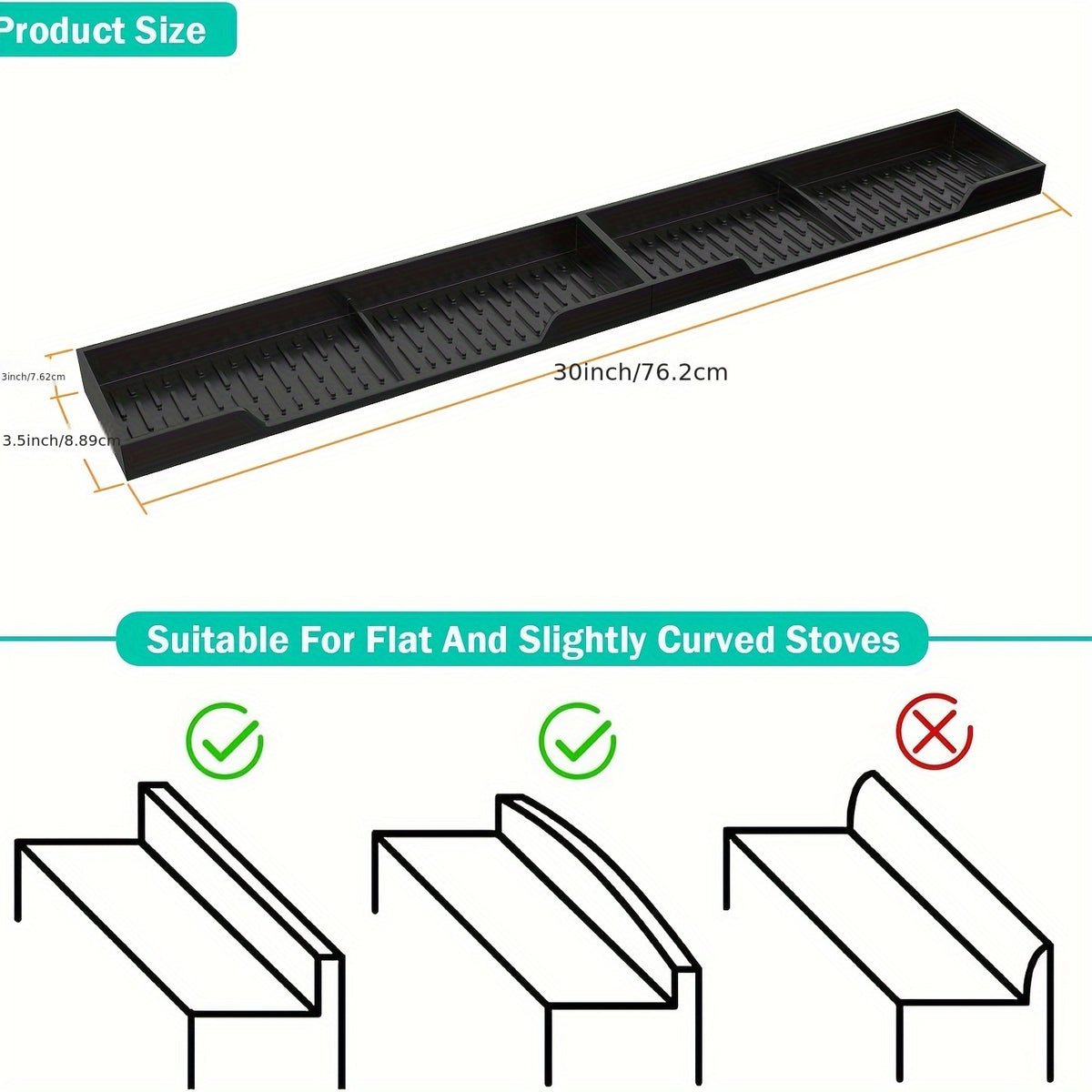 30-Inch Silicone Stove Organizer Rack with Heavy-Duty Suction Cups, Heat-Resistant, Dishwasher-Safe for Restaurants, Homes, And Commercial Kitchens