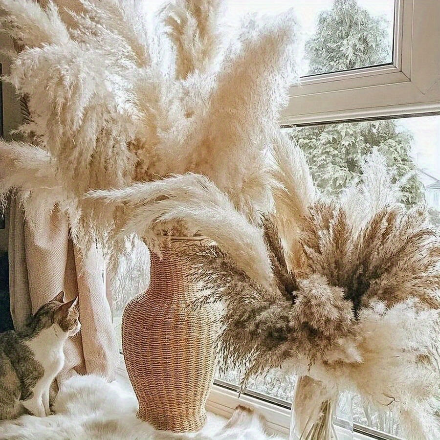 A Bouquet of Six Stalks of Tall, Fluffy Pampas Grass Measuring 39 Inches, Perfect for Weddings, Home Decor, Parties, Office Ceremonies, Valentine'S Day, And Autumn Decorations
