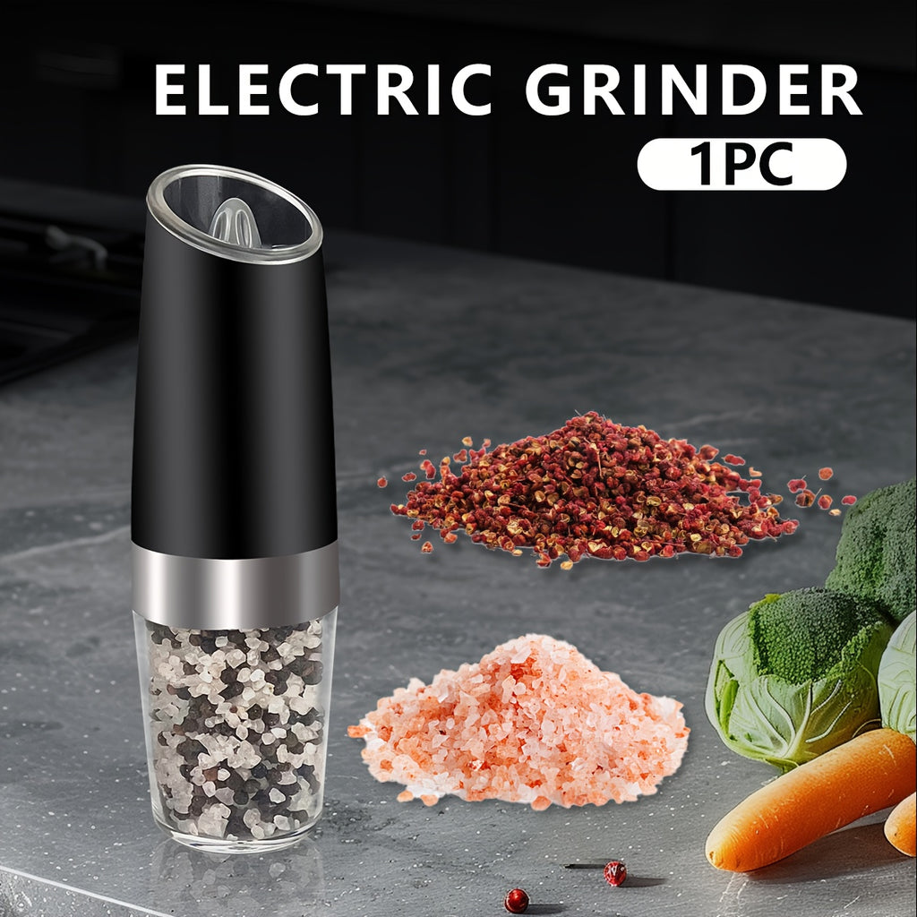 1pc Gravity Electric Pepper and Salt Grinder with Adjustable Coarseness Battery Operated LED Light (Battery Not Included) Each Grinder Requires 6 AAA Batteries You Need to Bring Your Own)