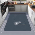 Quick Dry Kitchen Floor Mat, Absorbent Non-Slip Diatomaceous Mud Style Rug in Dandelion Grey, Cooking Grey or Blue Gray with Multiple Size Options