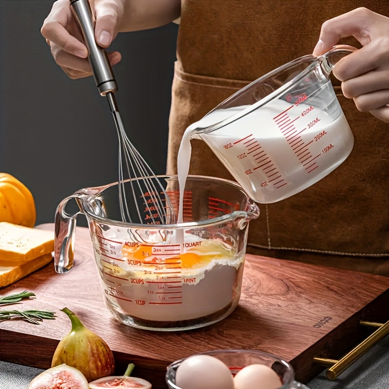 3/1 PCS [Glass Measuring Cup] Microwave Safe, High Temperature Resistant Glass Measuring Cup with Scale And Handle | Suitable for Baking, Cooking, And Kitchen Use | Perfect for Bakery Shops During The Holidays