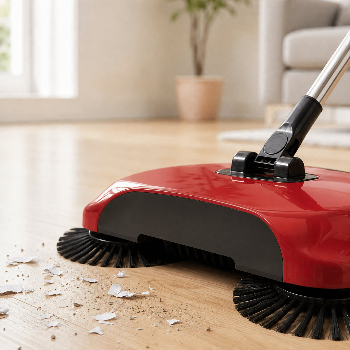 3-in-1 Hand Push Broom, Multifunctional Cleaning Tool Sweep Mop, Long Handle Push Broom with Auto Spiral Deep Clean System, Easy Cleaning Close Fit to The Floor, Ideal for Hardwood, Ceramic, Tiles, Kitchen, Home, Office, Cleaning Supplies