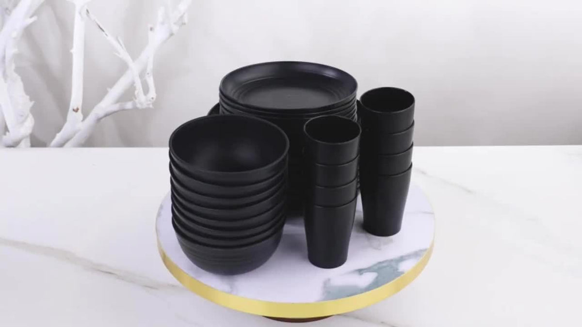 [Unbreakable Dinnerware Set] 32/16/4pcs Wheat Straw Dinnerware Set | Service for 8/4, Large Size Modern Dish Set-Plate/Dessert Plate/Bowl/Cup, Lightweight Tableware, Perfect for Camping, Gifts for Christmas/Halloween, Local Warehouse Items
