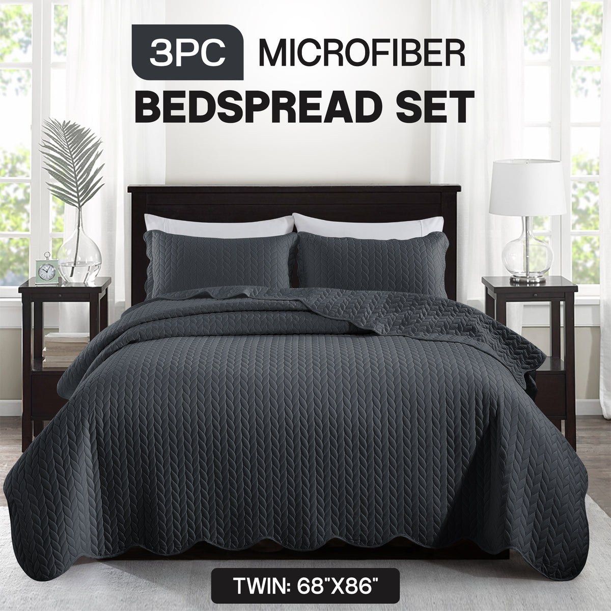 3pcs Bedspread Set Bedspreads with free Pillow Shams - Leaf Pattern Soft & Breathable Bedspread Lightweight Microfiber Bedspread - Modern Style Floral Pattern Coverlet For All Seasons - Christmas Gifts For Family And Friends (1 Bedspread, 1 Or 2 Pillow Sh