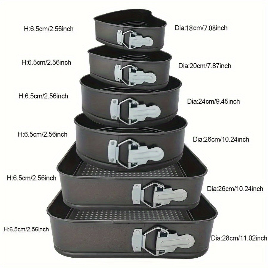 6pcs Cake Pan Set, Carbon Steel Baking Mold with Removable Bottom, Non-Stick, Induction Stovetop Compatible, Round Shape, for Chiffon/Mousse/Cheesecakes, Birthday Kitchen Tools