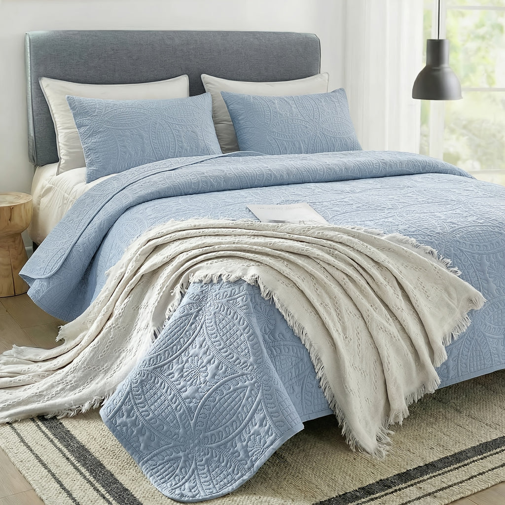 Lightweight Quilted Comforter -1pc Soft And Breathable White Bedspread, Modern Style Coin Pattern Quilt, Air-conditioned Quilt, Holiday Gifts For Family And Friends, Five-Star Hotel Sleep Experience-Excludes PillowcasesAll Seasons