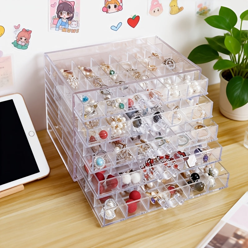 72/120 Layered Jewelry Storage Boxes, Fashionable Acrylic Jewelry Storage Boxes, Suitable for Storing Earrings, Necklaces, Bracelets, Rings, Bracelets, Watches and Other Jewelry. Large-capacity Designed Accessory Storage Boxes, the First Choice for C