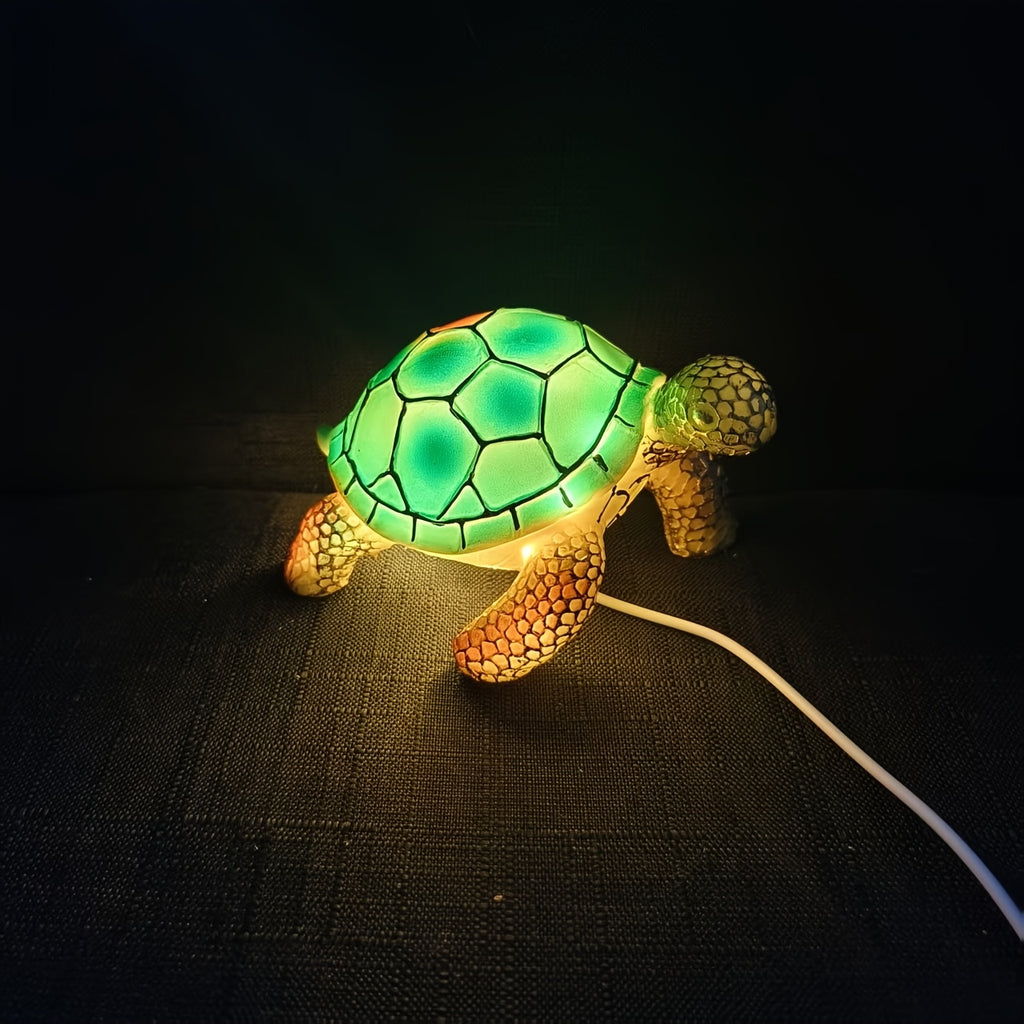 Sea Turtle LED Night Light with USB Plug, 5.51-Inch Resin Decorative Tabletop Lamp for Bedside Ambiance, Coastal Bedrooms and Home Decor