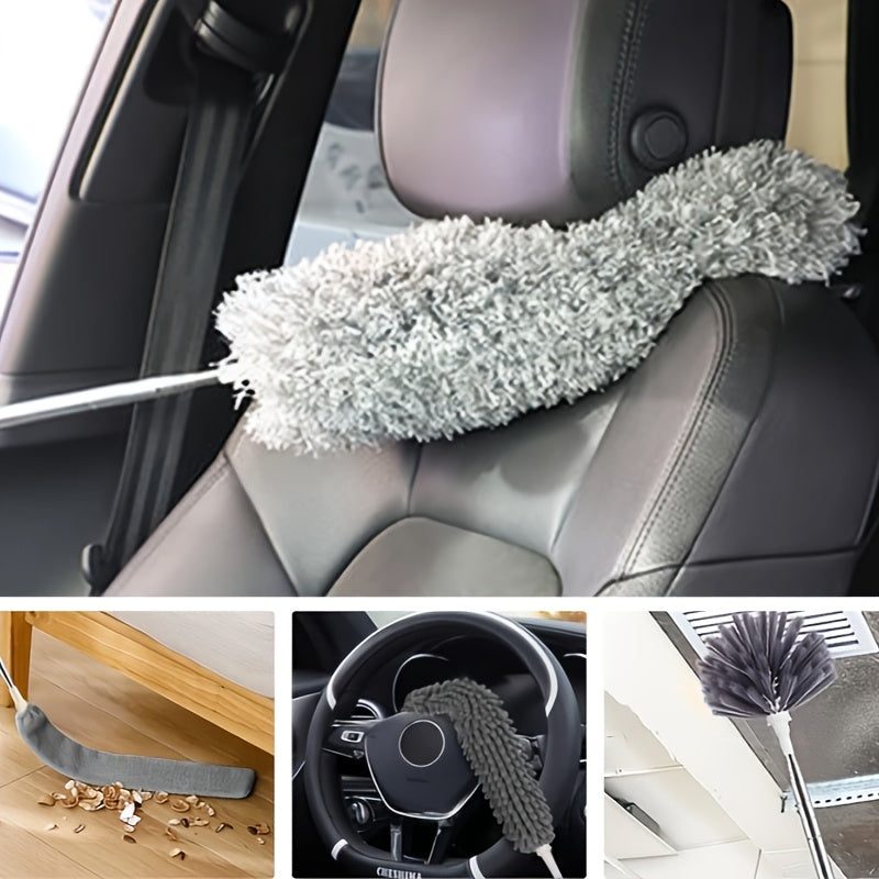 9/12pcs Microfiber Duster Kit for High Ceiling, Extendable Dusters for Cleaning with 100" Extension Pole, Washable and Retractable Long Feather Duster for Home Car Furniture Cobweb, Blinds, House Cleaning Tool Kit