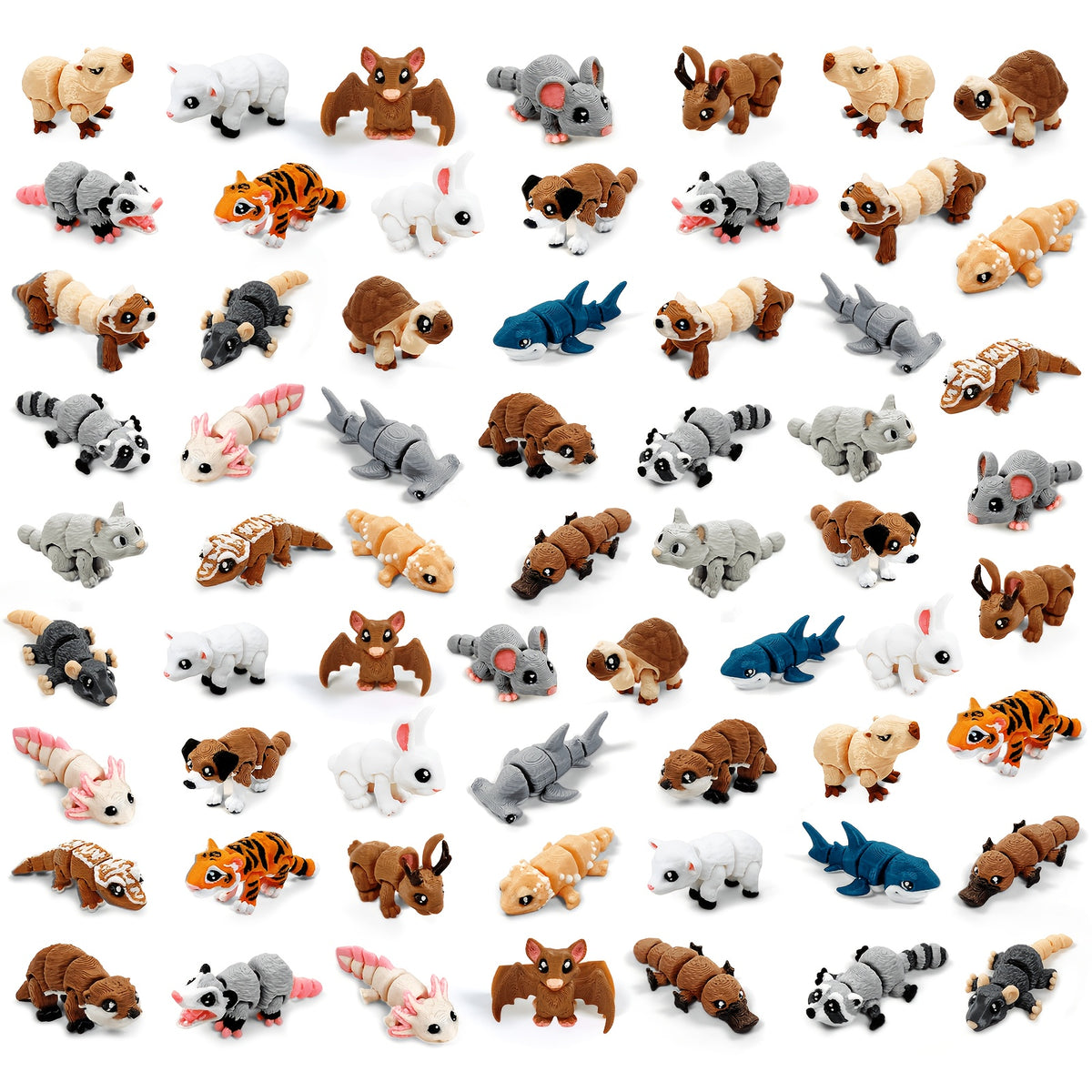 21pcs Mini 3D Printed Animal Statues - Movable Joints Realistic Collectible Figurines Set for Adults, Home Office Desk Decoration & Display(0.9-2.0inch)