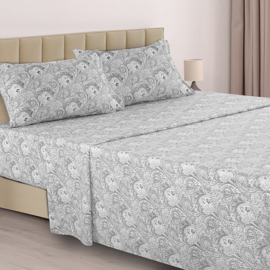 Paisley Bed Sheet Set, Soft Double Brushed Microfiber Bedding with 16-Inch Deep Pocket Fitted Sheet and Pillowcases in Six Sizes for Bedroom Comfort