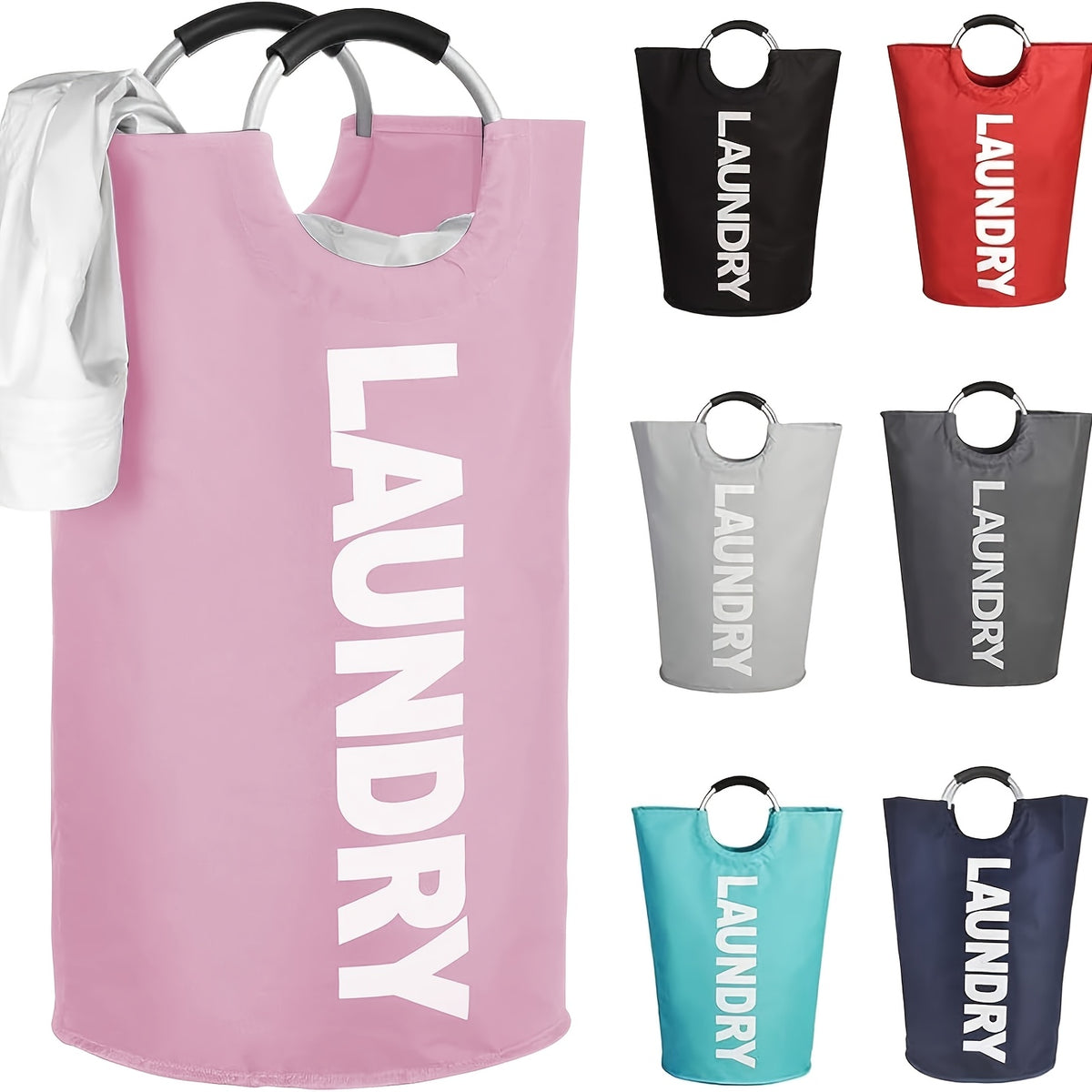 2pcs/ 1pc Large Foldable Laundry Basket, Dirt Clothes Basket With Padded Handle - Waterproof Freestanding Dirt Clothes Basket. Easter Gift(With Random Color Options)