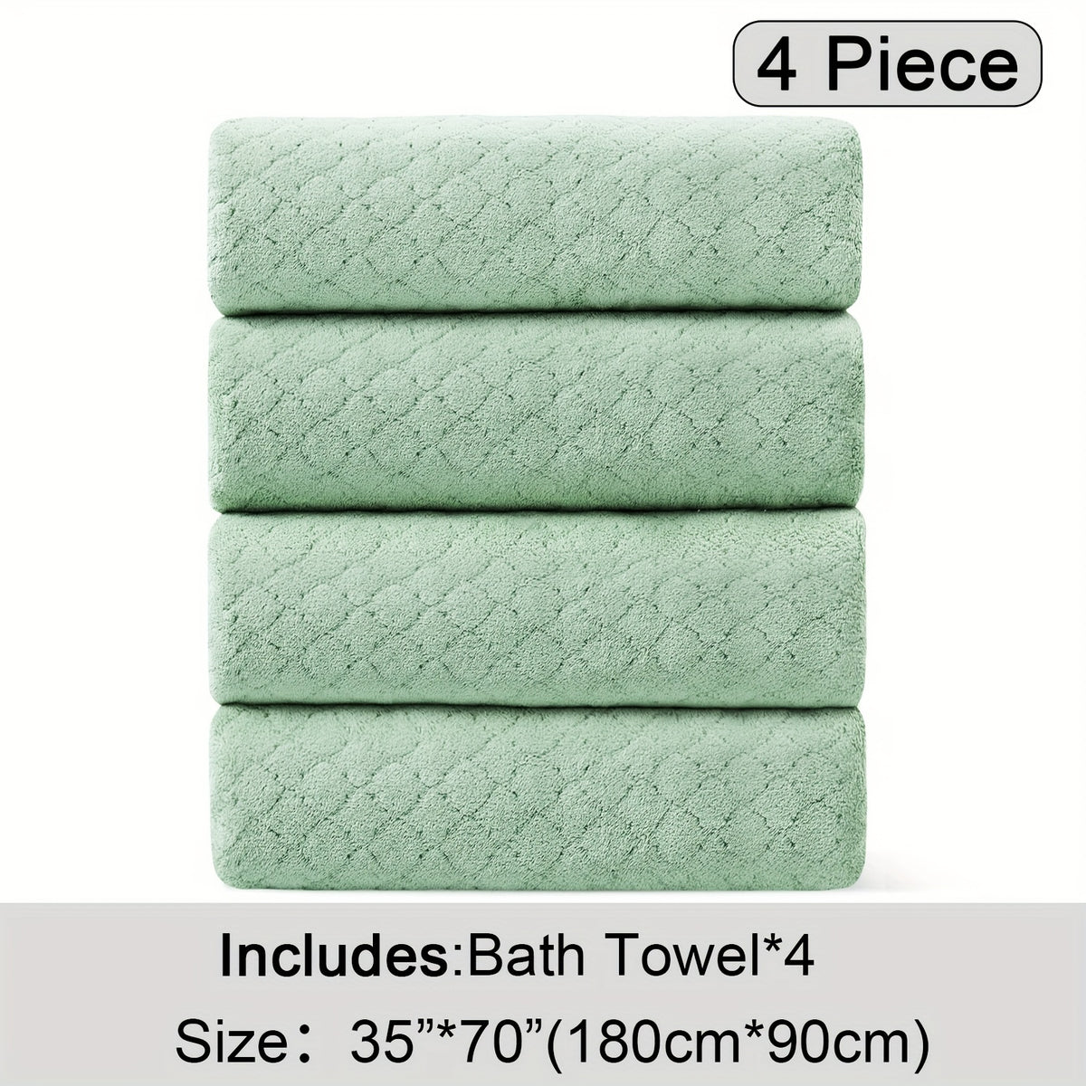 4pcs Oversized Bath Towel Set in Sleek Blue - Ultra Soft, Highly Absorbent, Quick-Dry Microfiber with Diamond Pattern - Includes 4 Bath Towels, and Matching Beach Chair Cover - Ideal for for Bathroom Hotels Gym, Valentine's Day Gift, Wash Cloths