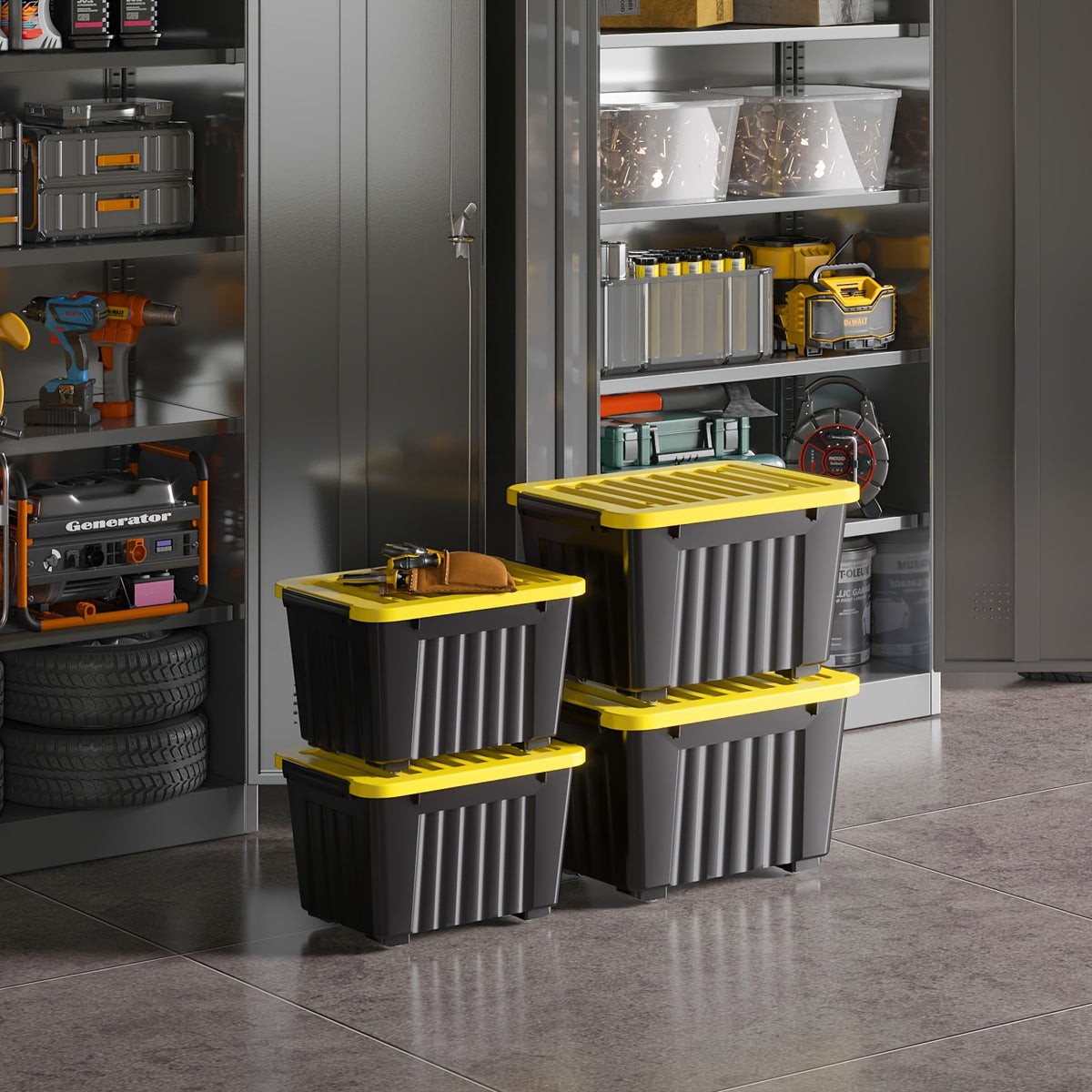 4/6 Pack of Storage Boxes with Lids And Wheels, 72 And 97 Quarts Capacity, Ideal for Storing Various Household Items, Stackable, Available in Three Colors