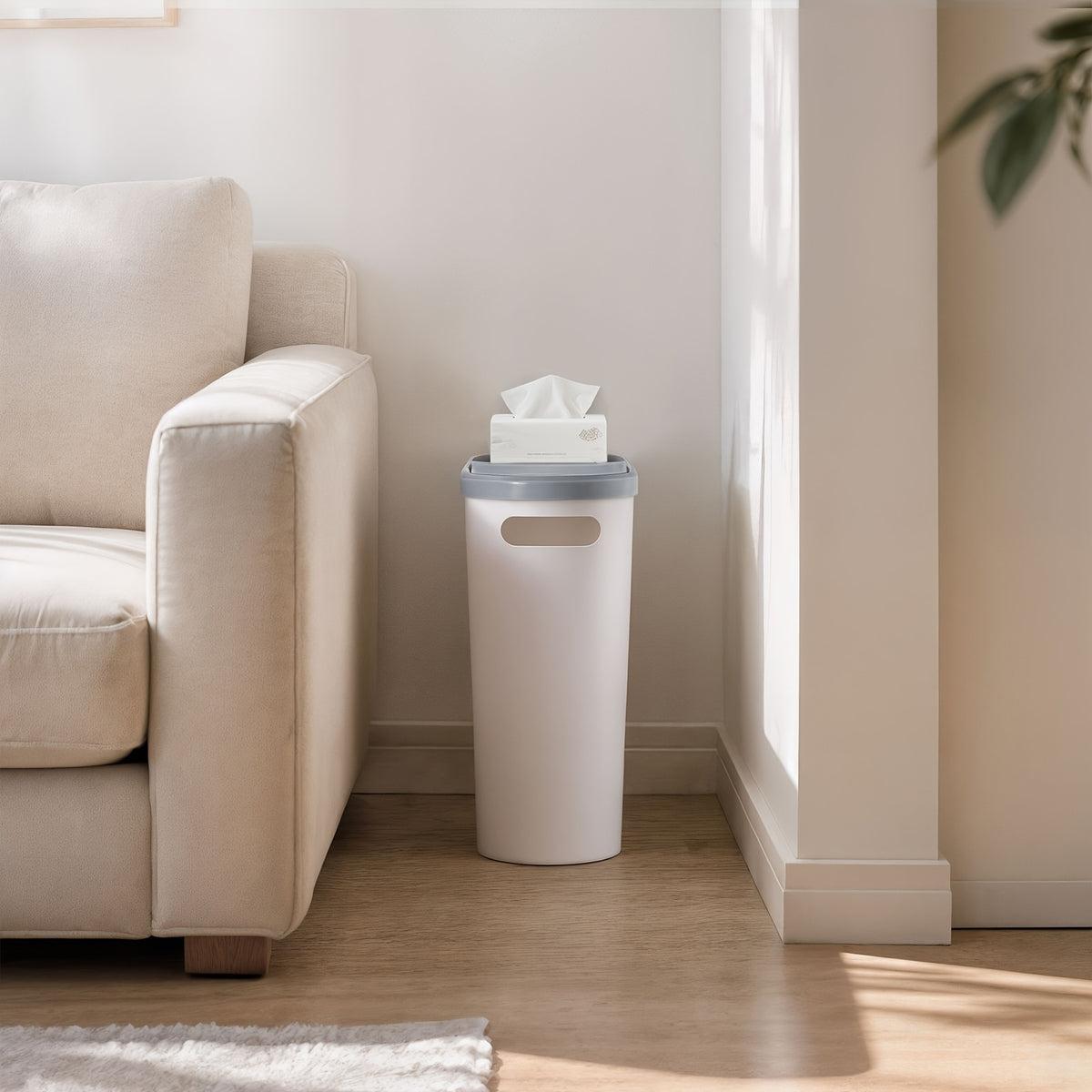 2/1pc Bathroom Trash Can, Compact And Durable Plastic Wastebasket With Built-in Handles, Easy To Clean, Rustproof, Space-Saving Design, Ideal For Small Spaces In Bathroom, Laundry, And Home Office