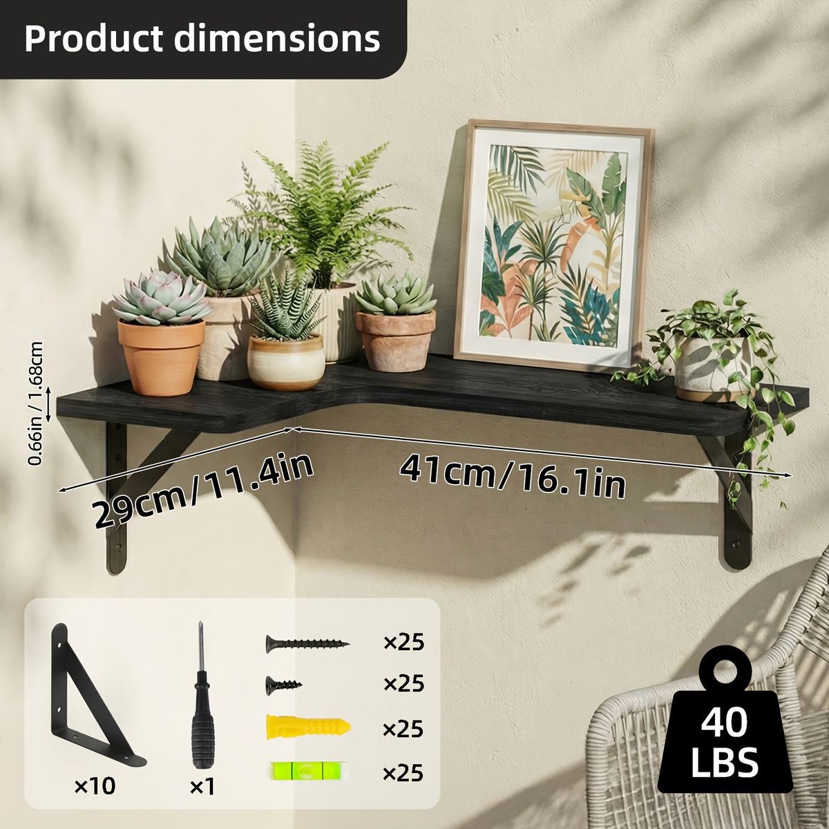 4/5pcs Corner Shelves For Outdoor Plant, Floating Corner Shelf, Rustic Wood Wall Mounted Corner Shelf, Gift For Plant Lovers, For Bathroom, Kitchen, Bedroom, Home Decor, Laundry Room, Living Room