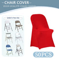 Spandex Folding Chair Covers in Red, White and Black, 10 to 100 Piece Pack Options for Wedding Receptions, Birthday Parties and Holiday Event Decor