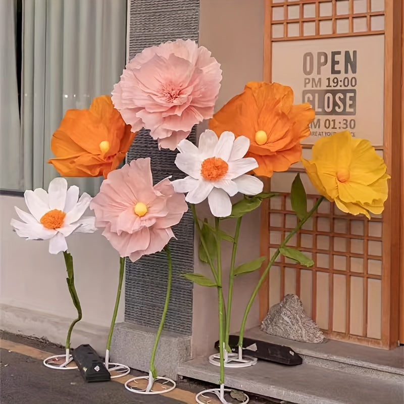 1pc, Super-large Poppy Artificial Flowers Fell To The Ground, Visited The Shopping Mall, Shop Window Decoration, Wedding Scene Decoration, Artificial Fake Flowers, Paper Flowers, Paper Art Flowers