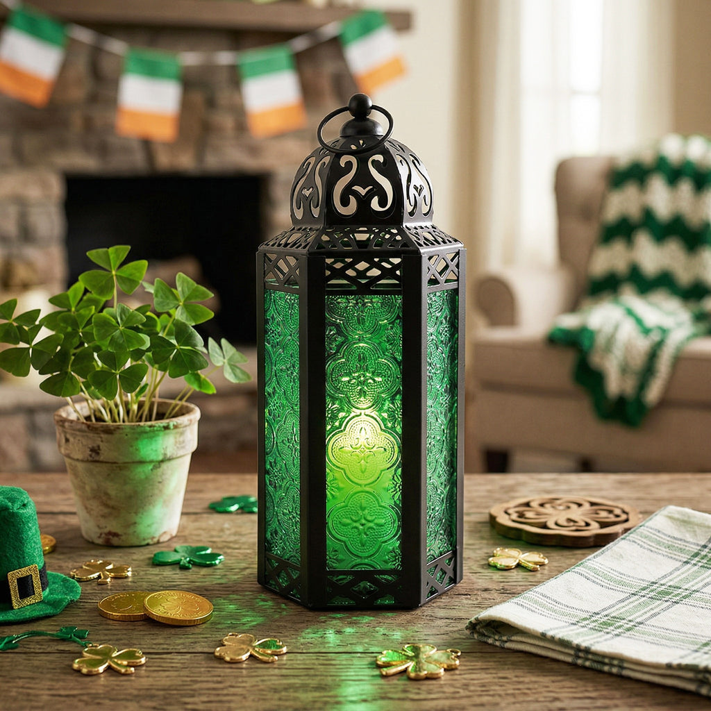 Decorative Moroccan Candle Lantern Holder, Medium, 10.5" Tall