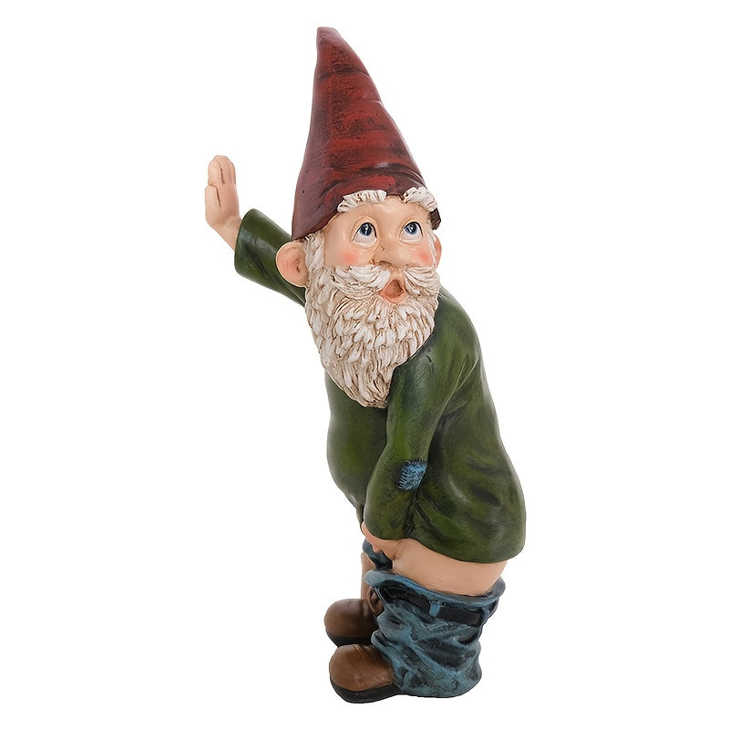 Gnome Statue - 10.3" Tall Polyresin - Willy The Peeing Garden Gnome for Lawn Ornaments, Indoor Or Outdoor Decorations - Red And Green Funny Gnomes
