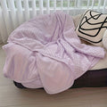 Cooling Throw Blanket with Embossed Stripes and Ball Accents, Lightweight Polyester Summer Blanket and Shawl for Sofa, Bed and Home Lounging