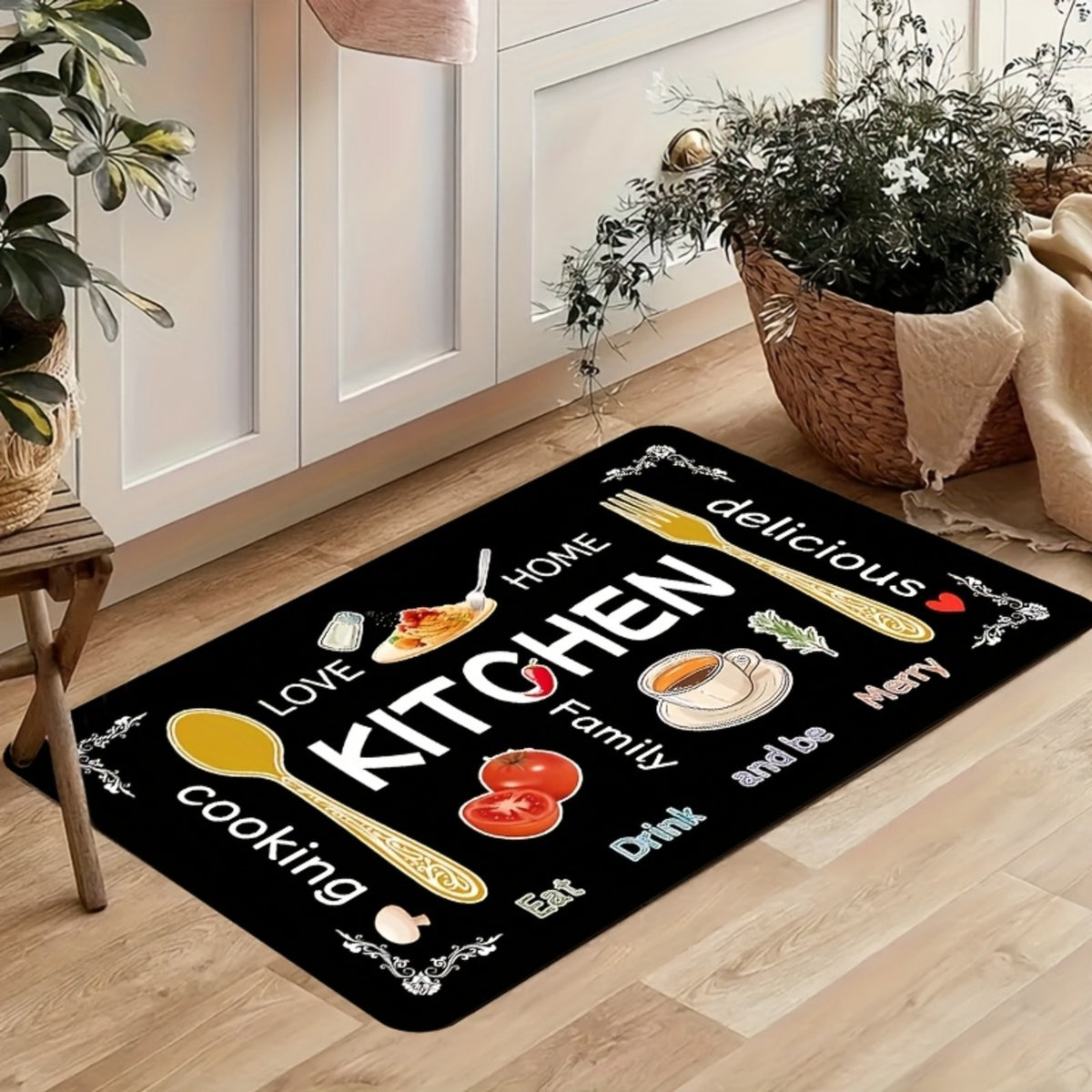 3pcs Kitchen Carpet Set, Egg Beater, Knife And Fork Kitchen Mat Theme, Decorative Carpet, Soft, Easy to Clean, Suitable for Bedrooms, Living And Dining Room, Kitchen, Bathroom, Gifts for Friends And Family, Kitchen Additions, Halloween Decorations