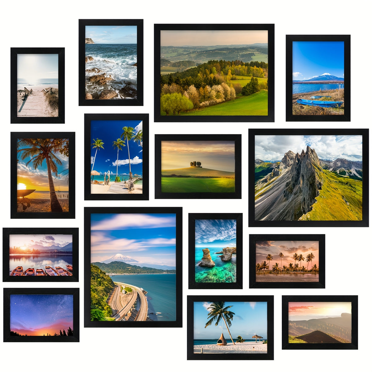 15pcs Picture Frames Collage Wall Decor, Photo Frame, Photo Board, Picture Frames for Mounting Or Tabletop Display, Photo Gallery Frame Set for Family, Multi Sizes Including 8x10, 5x7, 4x6, Suitable for School, Halloween And Christmas