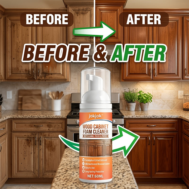 Kitchen Cabinet Cleaner - Cleaning Agent for Oil Stains on The Surface of Kitchen Wooden Shelves, Special Cleaning Agent for Stubborn Stains, Brown Furniture Yellow Scale Removal Agent, Furniture Renovation Agent