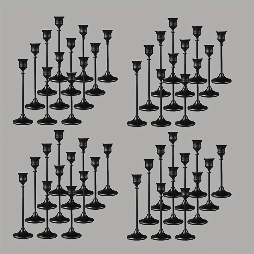 30pcs/48pcs/36pcs Copper Plated Candlestick Holders, Retro Style Minimalist Dining Tables Center Decoration, Suitable for Celebrations, Birthdays, Weddings And Christmas, Parties, Dining Tables, Fireplace Decoration Candle Holders
