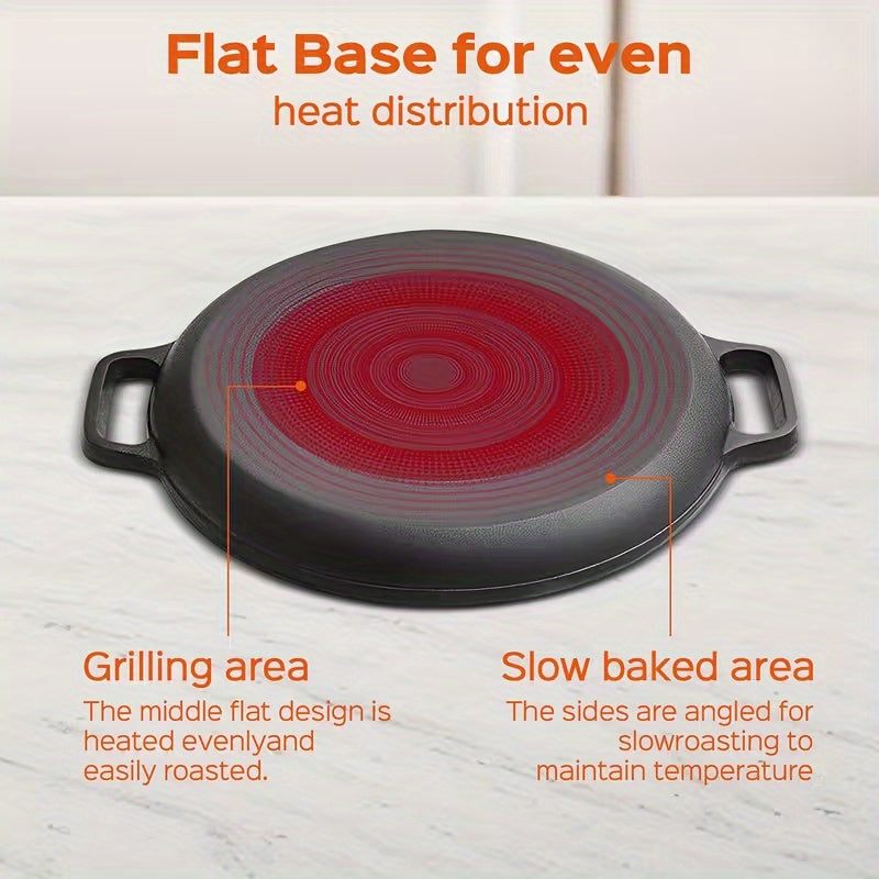 1/2/3pcs Cast Iron Pan, Pre Seasoned, Multifunctional, Non-Stick, for Pizza Lovers, for Home Kitchens, Outdoor Cooking, Durable, Even-Heating, Versatile, Compatible with All Stoves, Perfect for Home Kitchens And Outdoor Cooking
