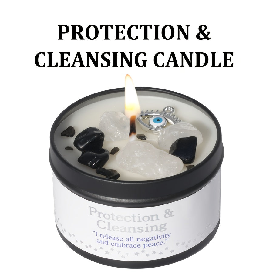 EVODUCK 2pcs/1pc Law Of Attraction Protection Manifestation Candle | Sage Each 3oz/total 6oz Scented Soy Wax Candle With Golden Crystal | For Focus, Meditation, Yoga & Reading | Christmas, New Year, Birthday Gift For Women