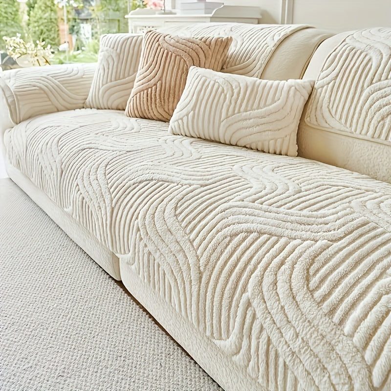 A Plush Non-Slip Sofa Cushion Cover: Luxury Modern, Pet-proof, Breathable, Stylish Home Decor for Living Room, Bedroom, Or Office.
