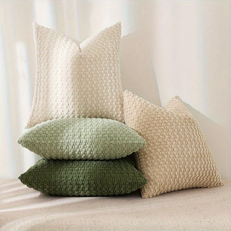 4 Soft Velvet Modern Double-sided Design Sofa Pillowcases, Office Chair Backrest Pillowcases, Bedside Cushion Covers, and Machine-washable Sofa and Bed Decorative Cushion Covers
