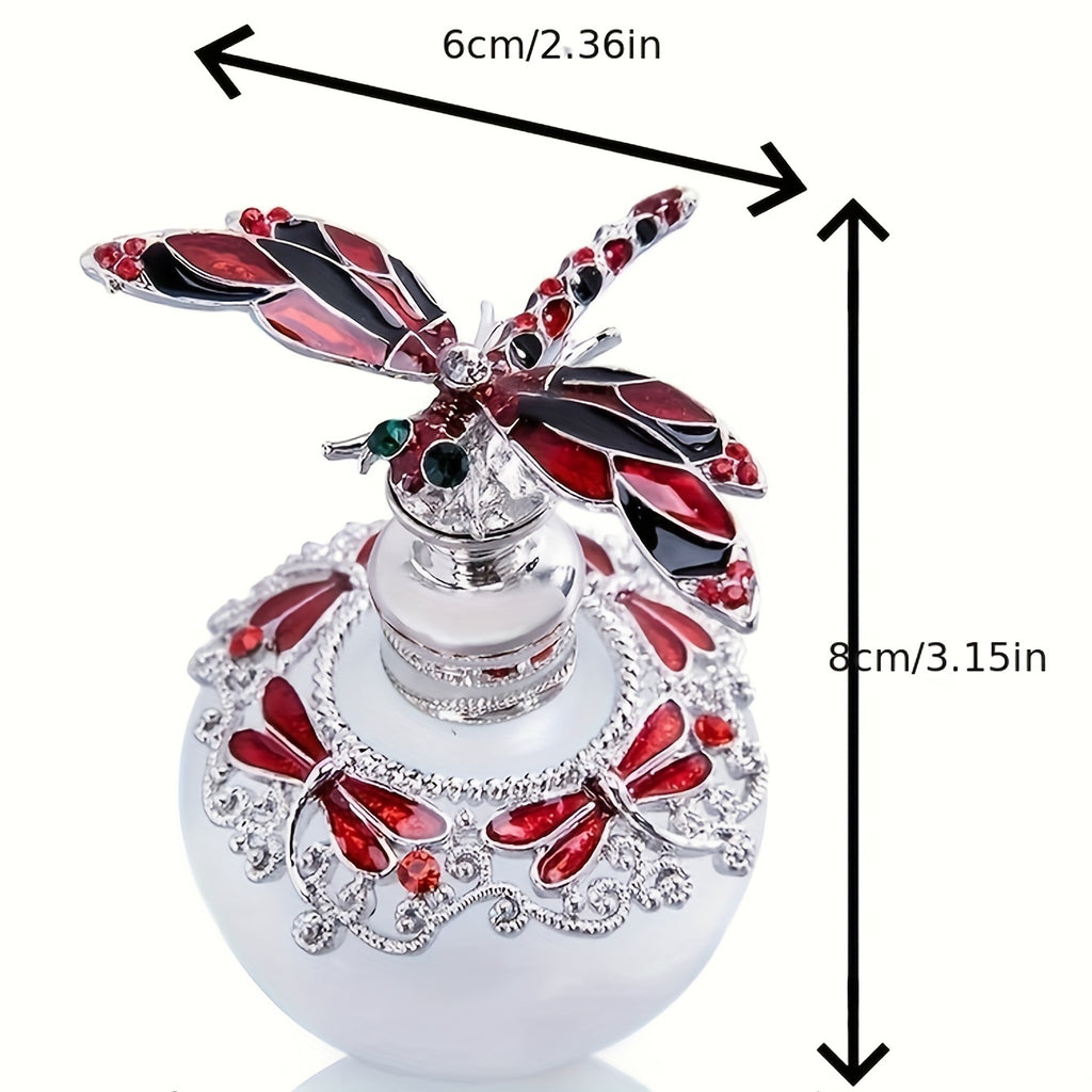 Dragonfly Perfume Bottle, 1.35 oz Vintage Style Refillable Empty Fragrance Container for Essential Oil Storage, Vanity Display and Thoughtful Gifts